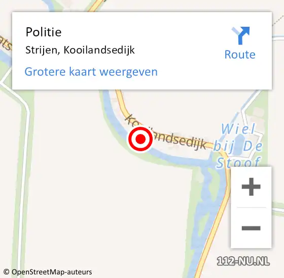 Locatie op kaart van de 112 melding: Politie Strijen, Kooilandsedijk op 3 maart 2022 10:16