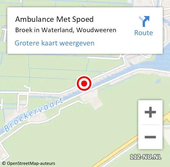 Locatie op kaart van de 112 melding: Ambulance Met Spoed Naar Broek in Waterland, Woudweeren op 3 maart 2022 10:32