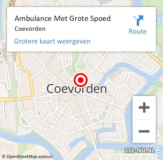 Locatie op kaart van de 112 melding: Ambulance Met Grote Spoed Naar Coevorden op 3 maart 2022 10:51