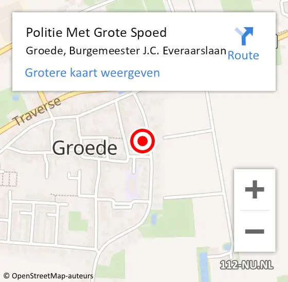 Locatie op kaart van de 112 melding: Politie Met Grote Spoed Naar Groede, Burgemeester J.C. Everaarslaan op 3 maart 2022 10:55