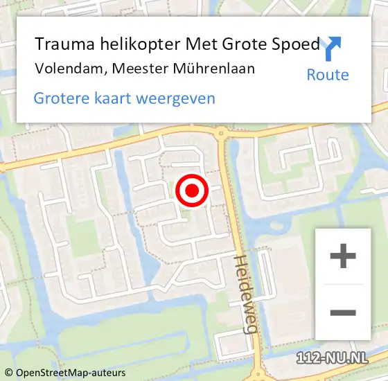 Locatie op kaart van de 112 melding: Trauma helikopter Met Grote Spoed Naar Volendam, Meester Mührenlaan op 3 maart 2022 10:57