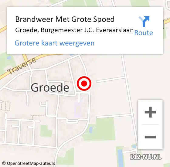 Locatie op kaart van de 112 melding: Brandweer Met Grote Spoed Naar Groede, Burgemeester J.C. Everaarslaan op 3 maart 2022 11:01