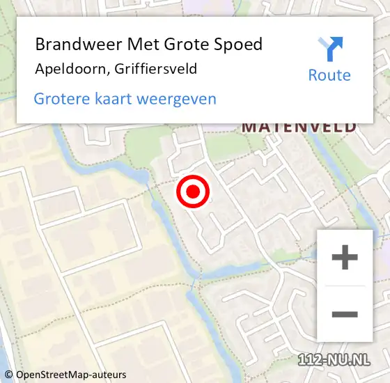 Locatie op kaart van de 112 melding: Brandweer Met Grote Spoed Naar Apeldoorn, Griffiersveld op 3 maart 2022 11:10