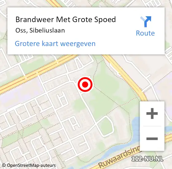 Locatie op kaart van de 112 melding: Brandweer Met Grote Spoed Naar Oss, Sibeliuslaan op 3 maart 2022 11:11