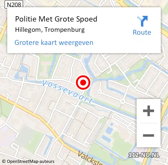 Locatie op kaart van de 112 melding: Politie Met Grote Spoed Naar Hillegom, Trompenburg op 3 maart 2022 11:31