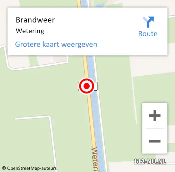 Locatie op kaart van de 112 melding: Brandweer Wetering op 10 juli 2014 06:16