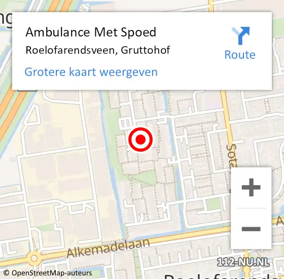 Locatie op kaart van de 112 melding: Ambulance Met Spoed Naar Roelofarendsveen, Gruttohof op 3 maart 2022 11:42