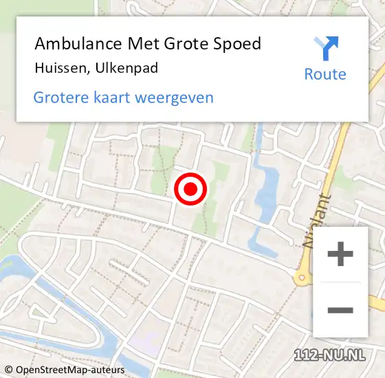 Locatie op kaart van de 112 melding: Ambulance Met Grote Spoed Naar Huissen, Ulkenpad op 3 maart 2022 11:59