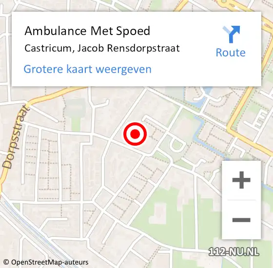 Locatie op kaart van de 112 melding: Ambulance Met Spoed Naar Castricum, Jacob Rensdorpstraat op 3 maart 2022 12:00