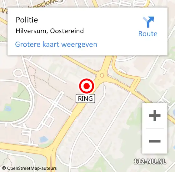 Locatie op kaart van de 112 melding: Politie Hilversum, Oostereind op 3 maart 2022 12:11