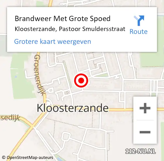 Locatie op kaart van de 112 melding: Brandweer Met Grote Spoed Naar Kloosterzande, Pastoor Smuldersstraat op 3 maart 2022 12:20