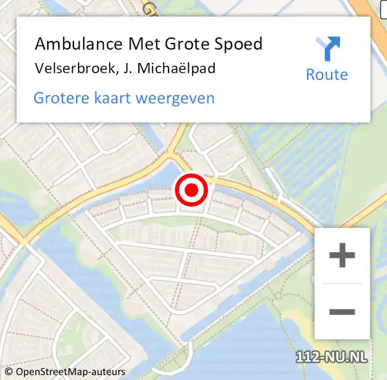 Locatie op kaart van de 112 melding: Ambulance Met Grote Spoed Naar Velserbroek, J. Michaëlpad op 3 maart 2022 12:44