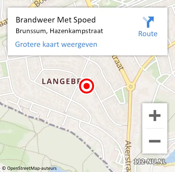 Locatie op kaart van de 112 melding: Brandweer Met Spoed Naar Brunssum, Hazenkampstraat op 3 maart 2022 12:54