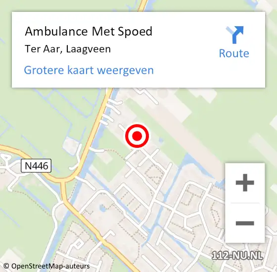 Locatie op kaart van de 112 melding: Ambulance Met Spoed Naar Ter Aar, Laagveen op 3 maart 2022 12:55