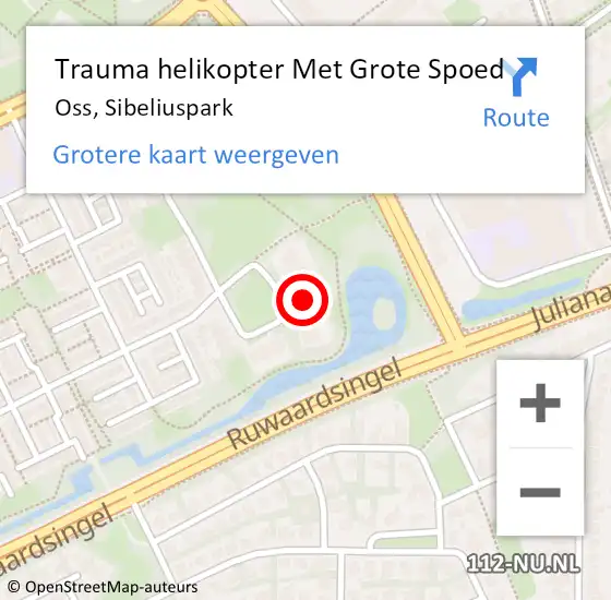 Locatie op kaart van de 112 melding: Trauma helikopter Met Grote Spoed Naar Oss, Sibeliuspark op 3 maart 2022 13:04