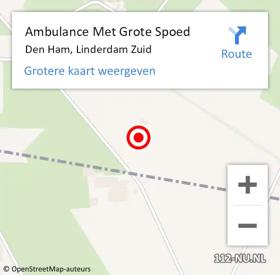 Locatie op kaart van de 112 melding: Ambulance Met Grote Spoed Naar Den Ham, Linderdam Zuid op 3 maart 2022 13:10