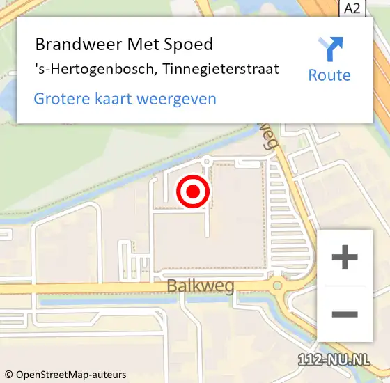 Locatie op kaart van de 112 melding: Brandweer Met Spoed Naar 's-Hertogenbosch, Tinnegieterstraat op 3 maart 2022 13:16