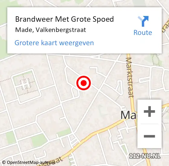 Locatie op kaart van de 112 melding: Brandweer Met Grote Spoed Naar Made, Valkenbergstraat op 3 maart 2022 13:19