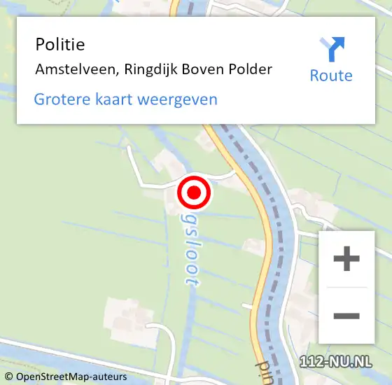 Locatie op kaart van de 112 melding: Politie Amstelveen, Ringdijk Boven Polder op 10 juli 2014 06:54