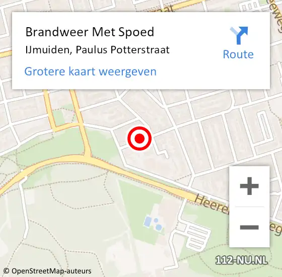 Locatie op kaart van de 112 melding: Brandweer Met Spoed Naar IJmuiden, Paulus Potterstraat op 3 maart 2022 13:22