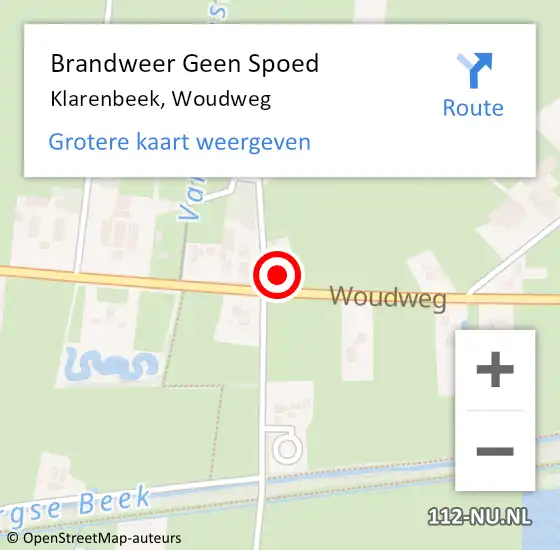 Locatie op kaart van de 112 melding: Brandweer Geen Spoed Naar Klarenbeek, Woudweg op 3 maart 2022 13:25
