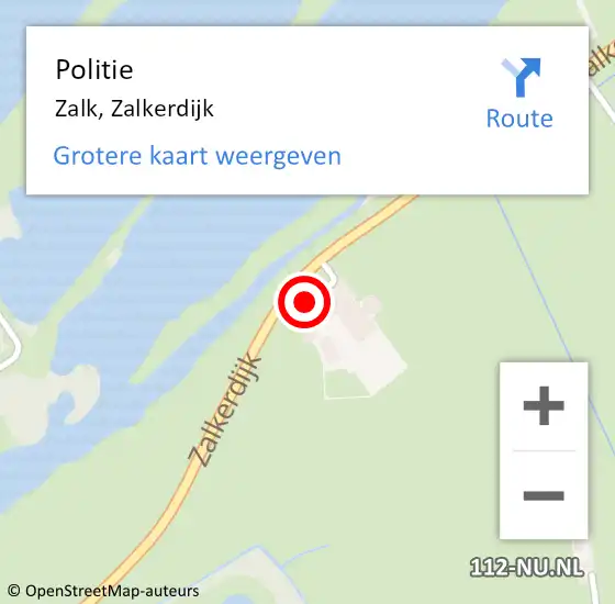 Locatie op kaart van de 112 melding: Politie Zalk, Zalkerdijk op 3 maart 2022 13:26