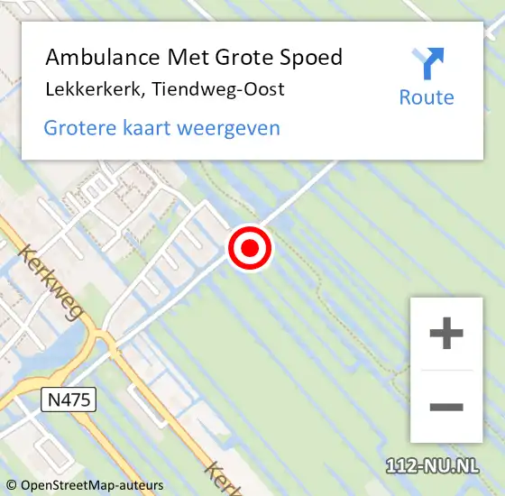 Locatie op kaart van de 112 melding: Ambulance Met Grote Spoed Naar Lekkerkerk, Tiendweg-Oost op 3 maart 2022 13:32