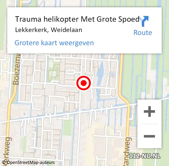 Locatie op kaart van de 112 melding: Trauma helikopter Met Grote Spoed Naar Lekkerkerk, Weidelaan op 3 maart 2022 13:33