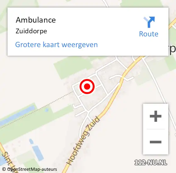 Locatie op kaart van de 112 melding: Ambulance Zuiddorpe op 3 maart 2022 13:34