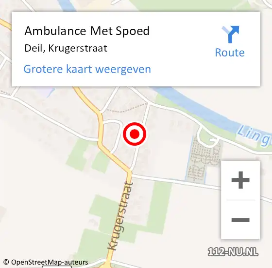 Locatie op kaart van de 112 melding: Ambulance Met Spoed Naar Deil, Krugerstraat op 3 maart 2022 13:41