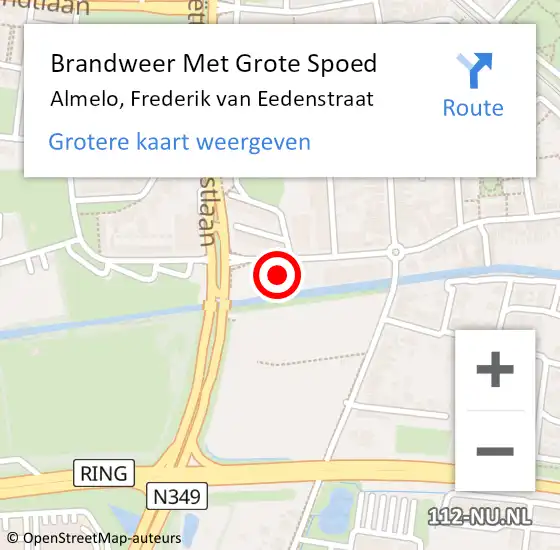 Locatie op kaart van de 112 melding: Brandweer Met Grote Spoed Naar Almelo, Frederik van Eedenstraat op 3 maart 2022 13:42