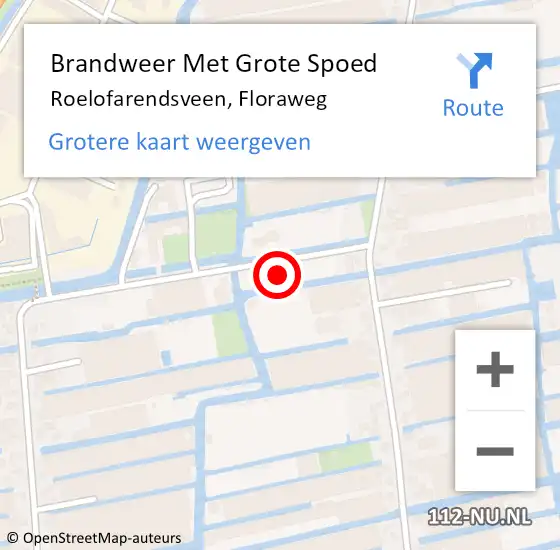 Locatie op kaart van de 112 melding: Brandweer Met Grote Spoed Naar Roelofarendsveen, Floraweg op 3 maart 2022 13:45