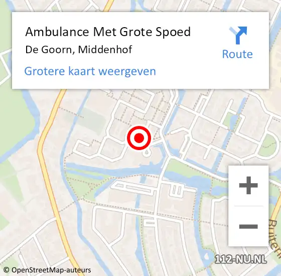 Locatie op kaart van de 112 melding: Ambulance Met Grote Spoed Naar De Goorn, Middenhof op 3 maart 2022 13:50