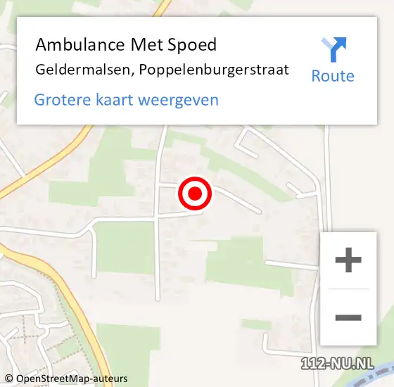 Locatie op kaart van de 112 melding: Ambulance Met Spoed Naar Geldermalsen, Poppelenburgerstraat op 3 maart 2022 13:57