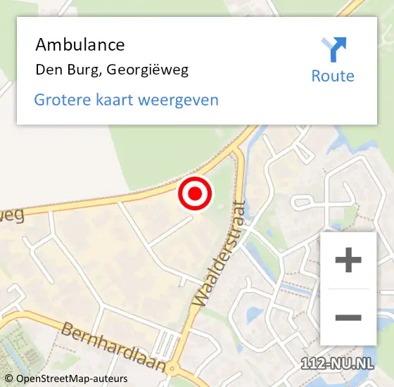 Locatie op kaart van de 112 melding: Ambulance Den Burg, Georgiëweg op 3 maart 2022 14:00