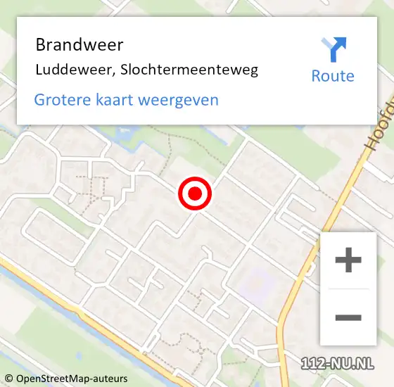 Locatie op kaart van de 112 melding: Brandweer Luddeweer, Slochtermeenteweg op 3 maart 2022 14:01