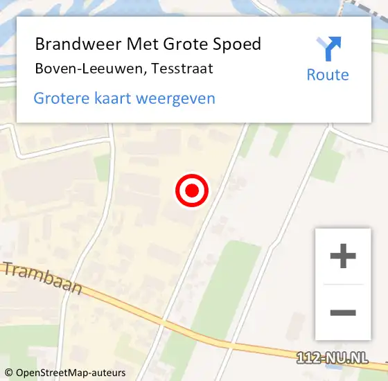 Locatie op kaart van de 112 melding: Brandweer Met Grote Spoed Naar Boven-Leeuwen, Tesstraat op 10 juli 2014 07:08