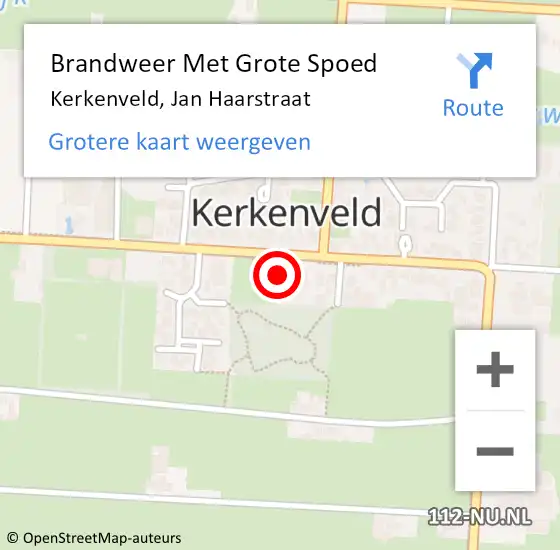Locatie op kaart van de 112 melding: Brandweer Met Grote Spoed Naar Kerkenveld, Jan Haarstraat op 3 maart 2022 14:31