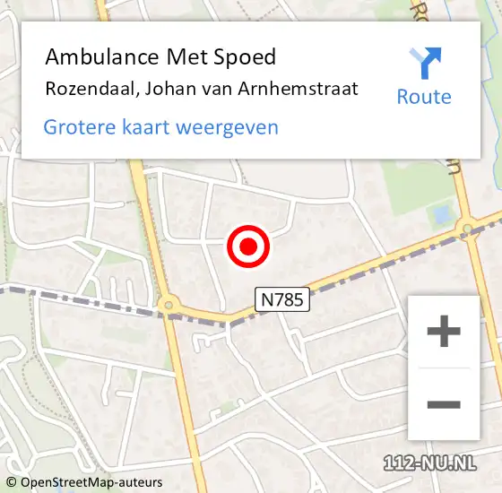 Locatie op kaart van de 112 melding: Ambulance Met Spoed Naar Rozendaal, Johan van Arnhemstraat op 3 maart 2022 14:32