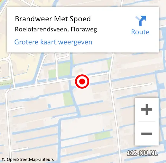 Locatie op kaart van de 112 melding: Brandweer Met Spoed Naar Roelofarendsveen, Floraweg op 3 maart 2022 14:36