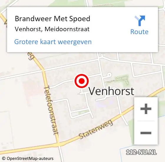 Locatie op kaart van de 112 melding: Brandweer Met Spoed Naar Venhorst, Meidoornstraat op 3 maart 2022 14:40