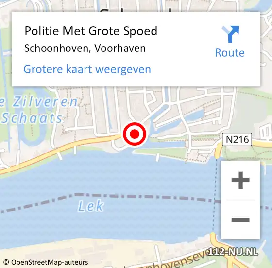 Locatie op kaart van de 112 melding: Politie Met Grote Spoed Naar Schoonhoven, Voorhaven op 3 maart 2022 14:49