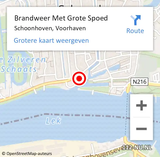 Locatie op kaart van de 112 melding: Brandweer Met Grote Spoed Naar Schoonhoven, Voorhaven op 3 maart 2022 14:50