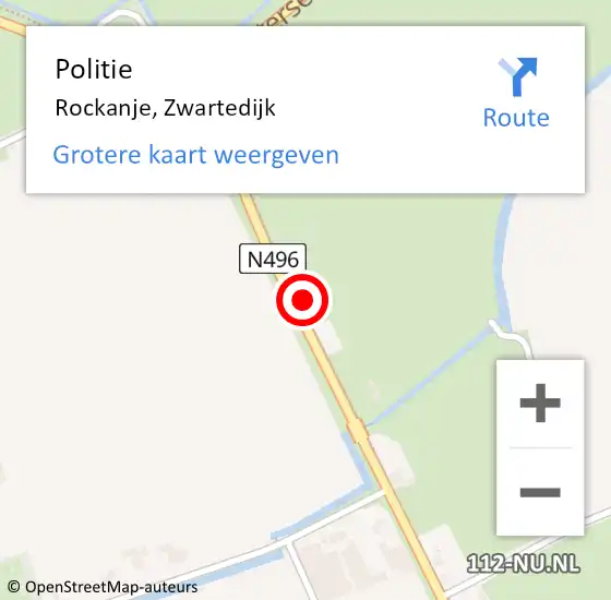 Locatie op kaart van de 112 melding: Politie Rockanje, Zwartedijk op 3 maart 2022 14:52
