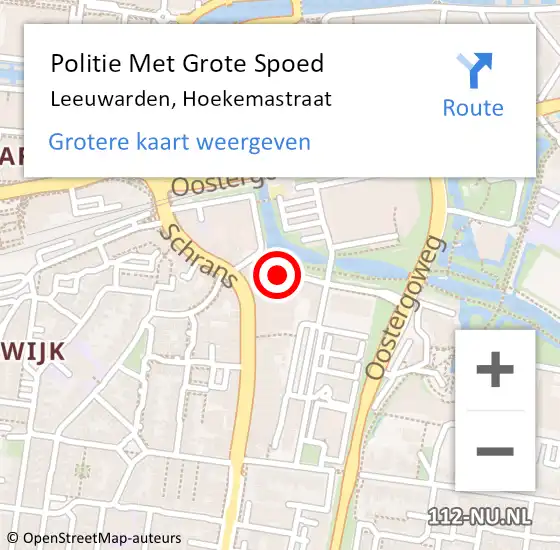 Locatie op kaart van de 112 melding: Politie Met Grote Spoed Naar Leeuwarden, Hoekemastraat op 3 maart 2022 15:06