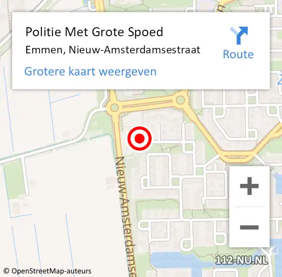 Locatie op kaart van de 112 melding: Politie Met Grote Spoed Naar Emmen, Nieuw-Amsterdamsestraat op 3 maart 2022 15:10