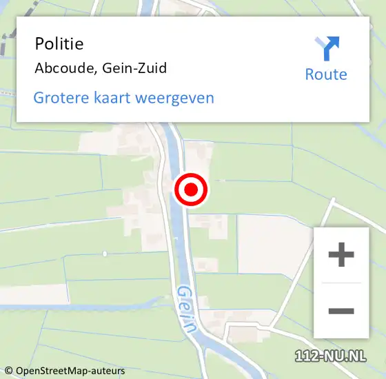 Locatie op kaart van de 112 melding: Politie Abcoude, Gein-Zuid op 3 maart 2022 15:19