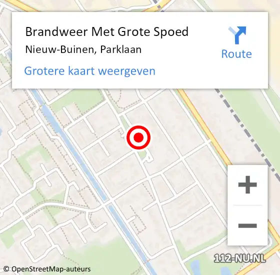 Locatie op kaart van de 112 melding: Brandweer Met Grote Spoed Naar Nieuw-Buinen, Parklaan op 3 maart 2022 15:22