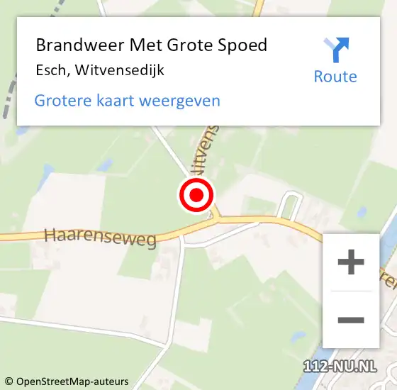 Locatie op kaart van de 112 melding: Brandweer Met Grote Spoed Naar Esch, Witvensedijk op 3 maart 2022 15:26