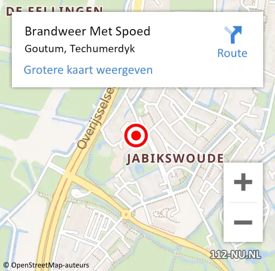 Locatie op kaart van de 112 melding: Brandweer Met Spoed Naar Goutum, Techumerdyk op 3 maart 2022 15:38